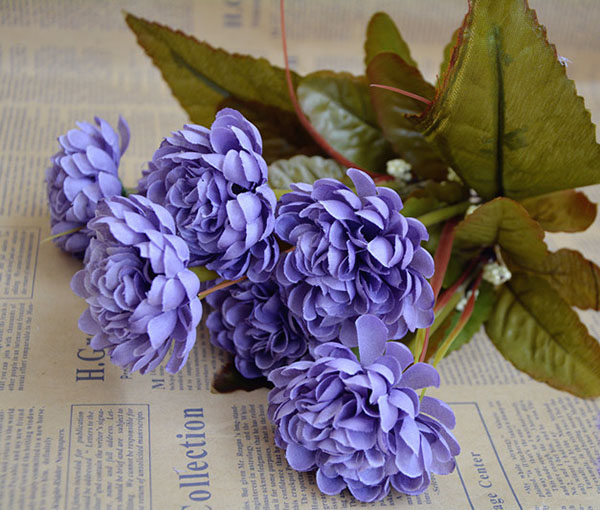 hoa cúc hà lan tím, hoa giả cao cấp